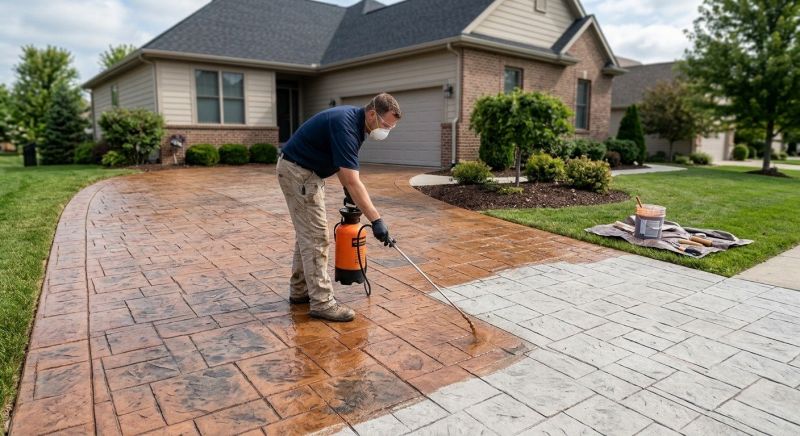 Concrete Driveway Staining in Dallas, TX